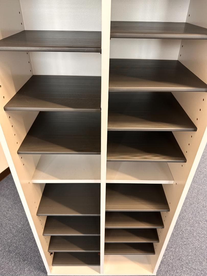 樹脂棚付き 木製シューズラック 2列タイプ（最大16足収納）