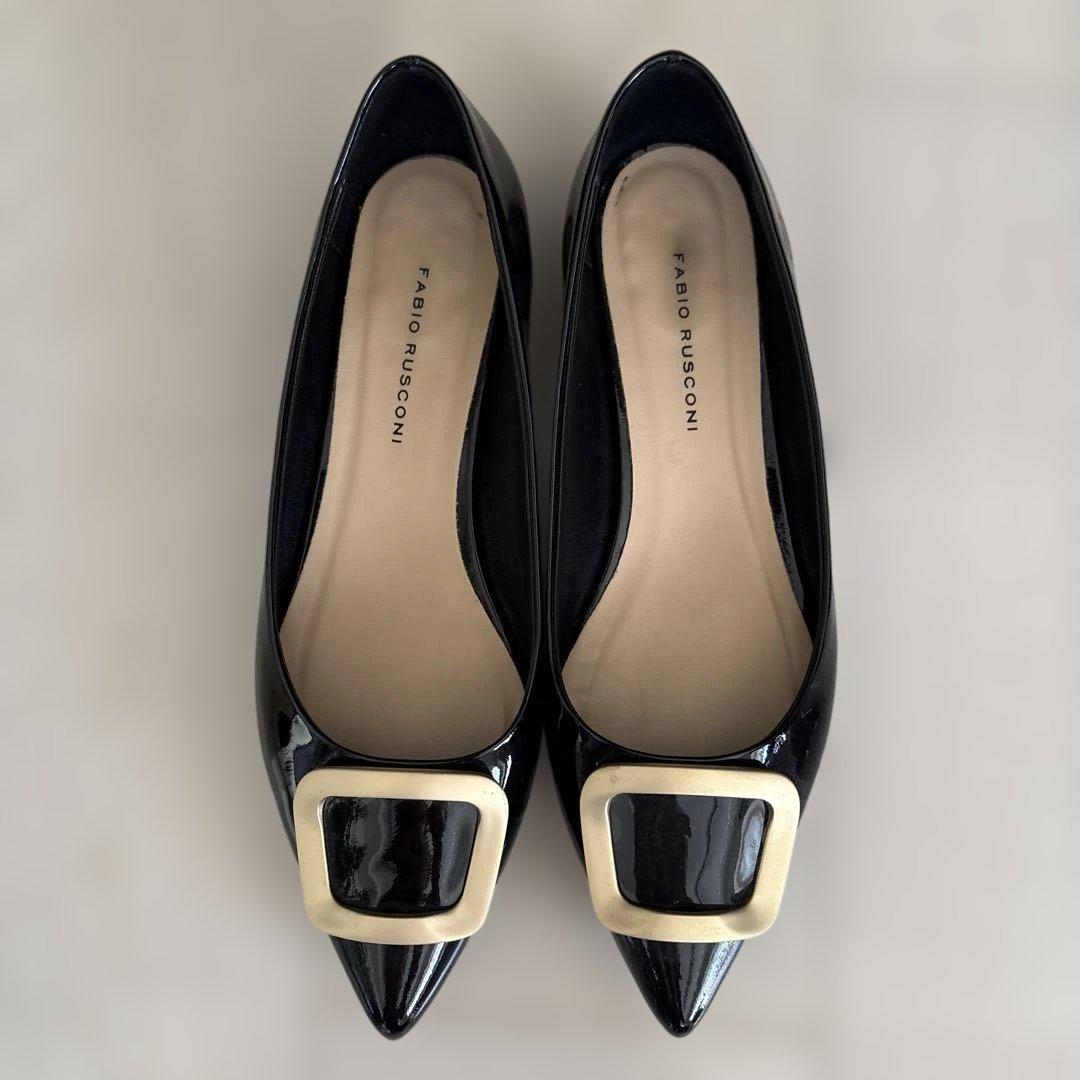 FABIO RUSCONI ブラック フラットシューズ