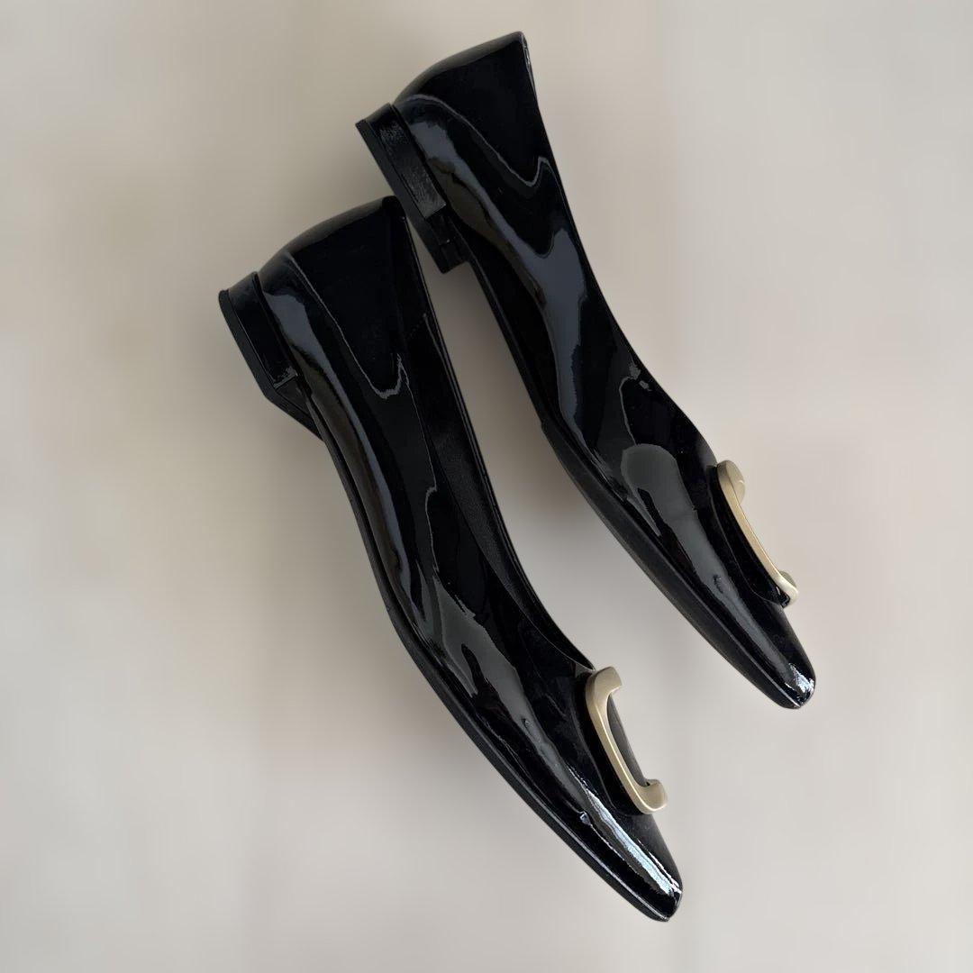 FABIO RUSCONI ブラック フラットシューズ