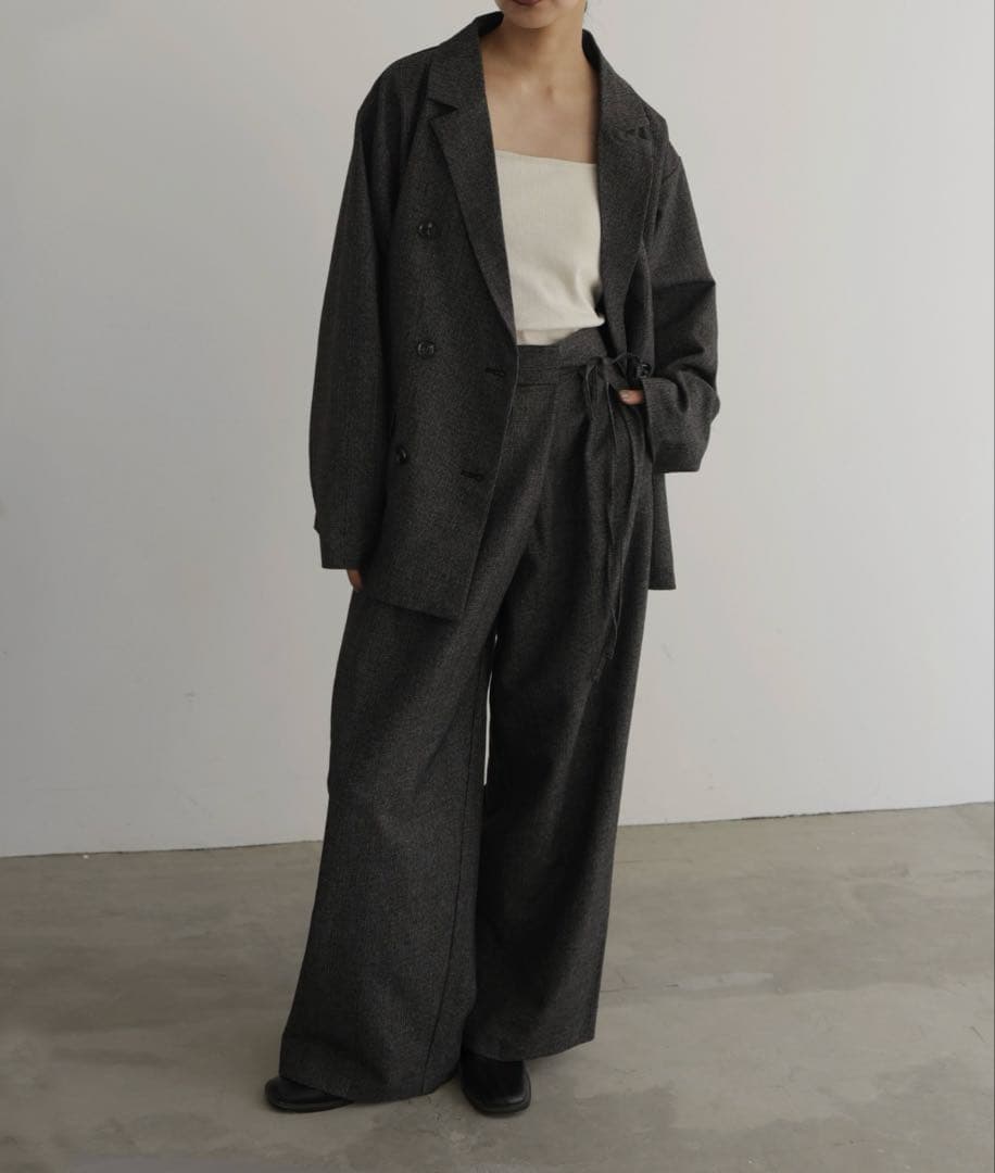 チェックテーラードジャケット/チェックラップタックパンツ