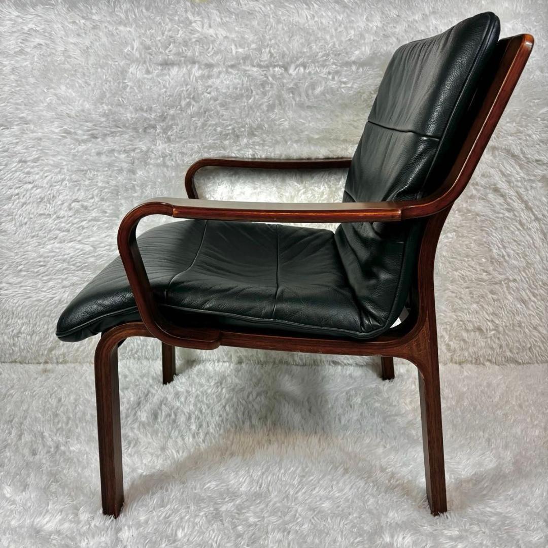 FUJI FURNITURE アームチェア　本革　ダークグリーン