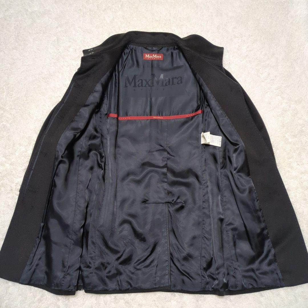 Max Mara STUDIO♦ヴァージンウール スタンドカラーコート 濃灰38