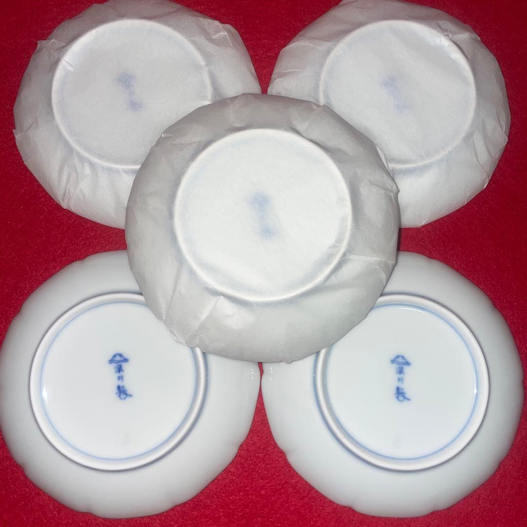 未使用★深川製磁 ひな人形 ペア洋盃＆夫婦ビナ 十方割小皿揃