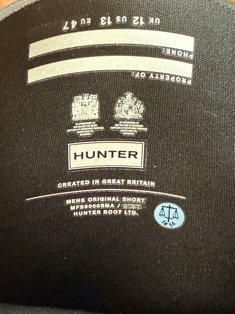 HUNTER メンズオリジナルショート 黒 US13 31cm