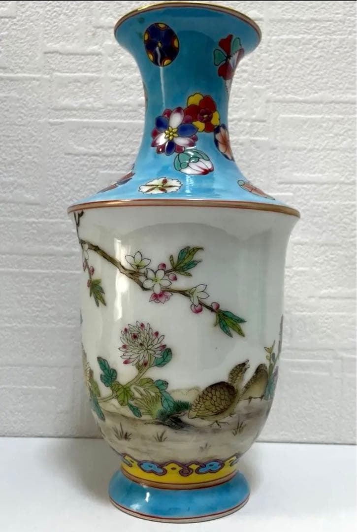 中国 骨董品 大清乾隆年製　花瓶 花鳥絵 陶芸古美術