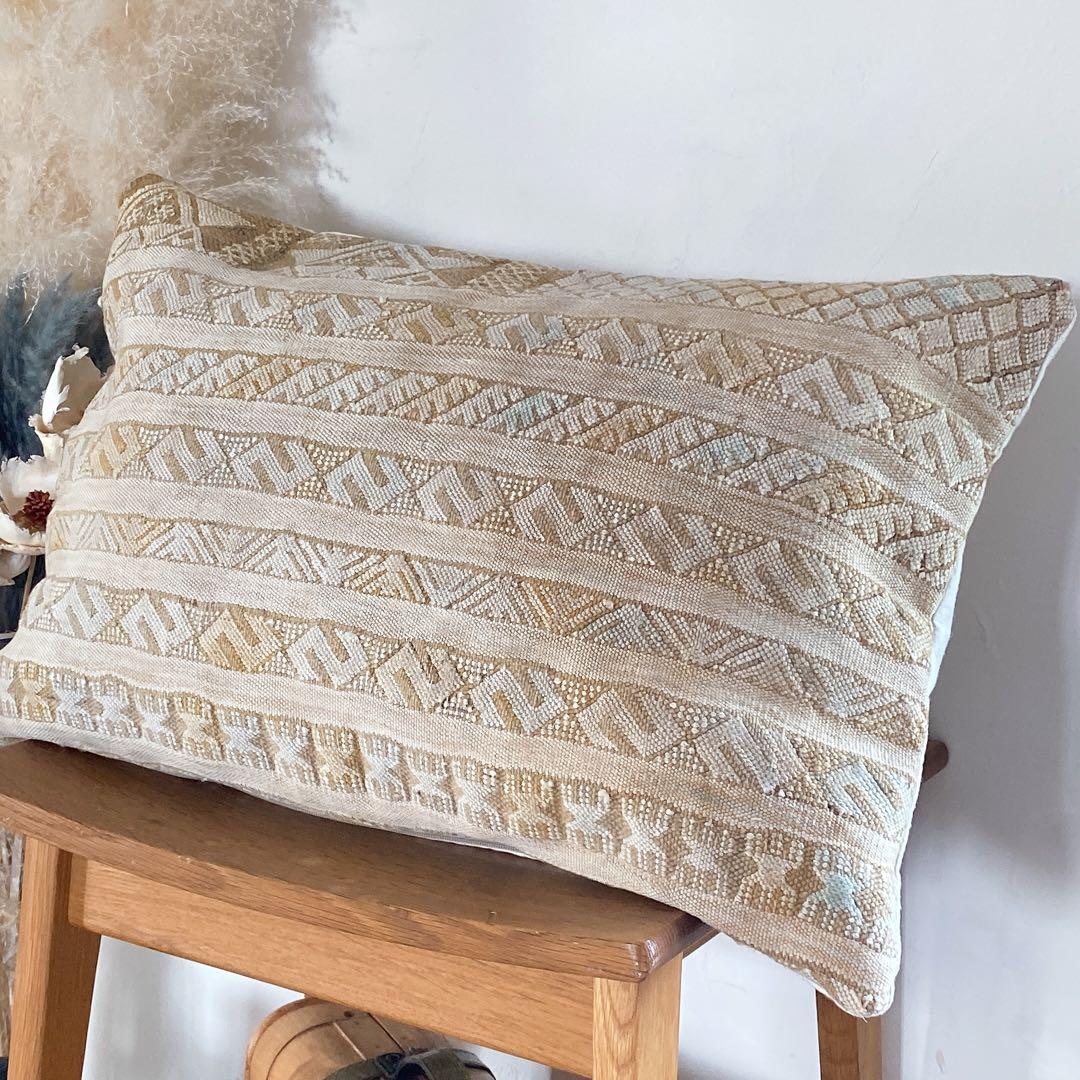 モロッコ製 ティフレット キリム クッションカバー 約60×39〜40cm