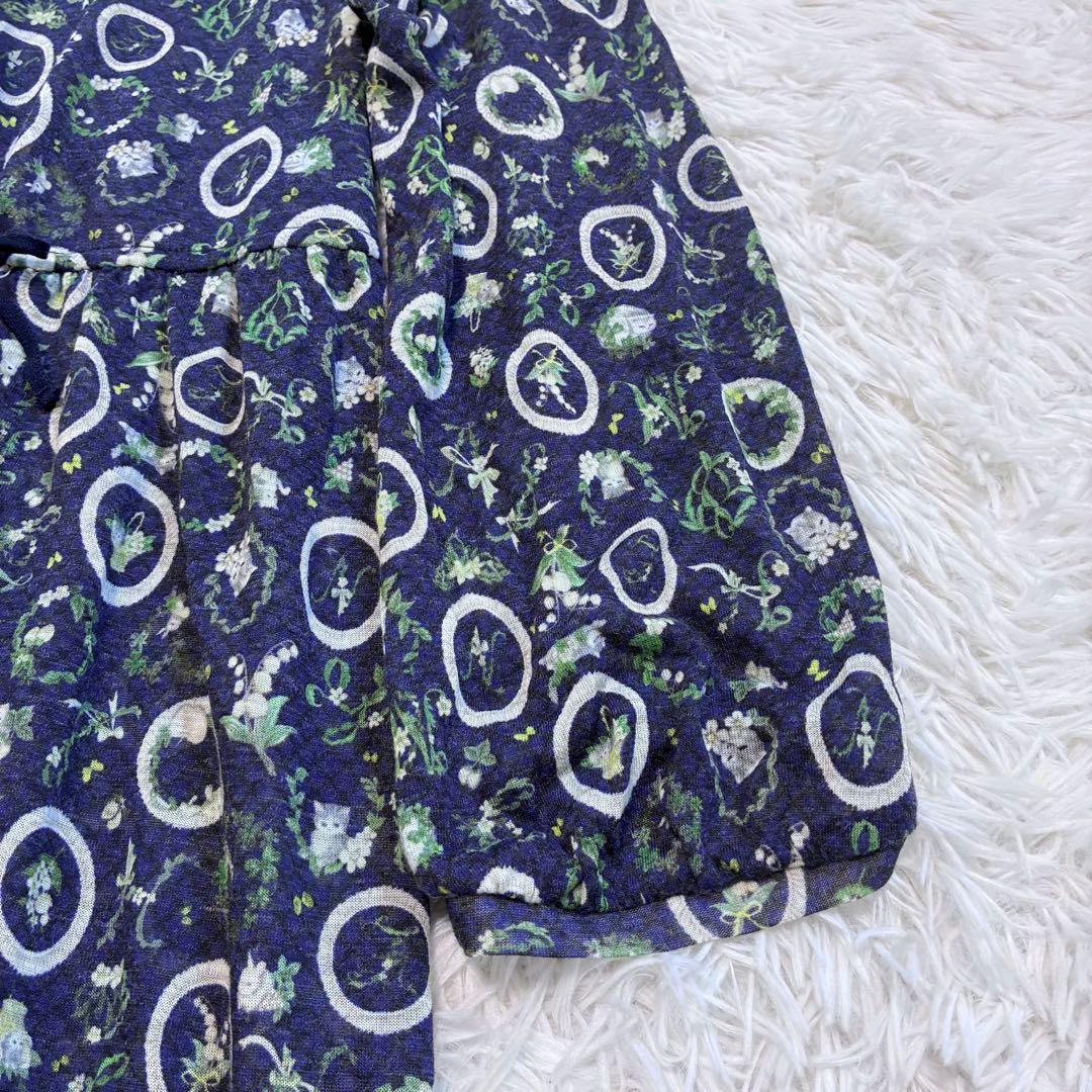 希少 4L 大きいサイズ FL5✨フランシュリッペ 花柄猫柄ワンピース　うさぎ