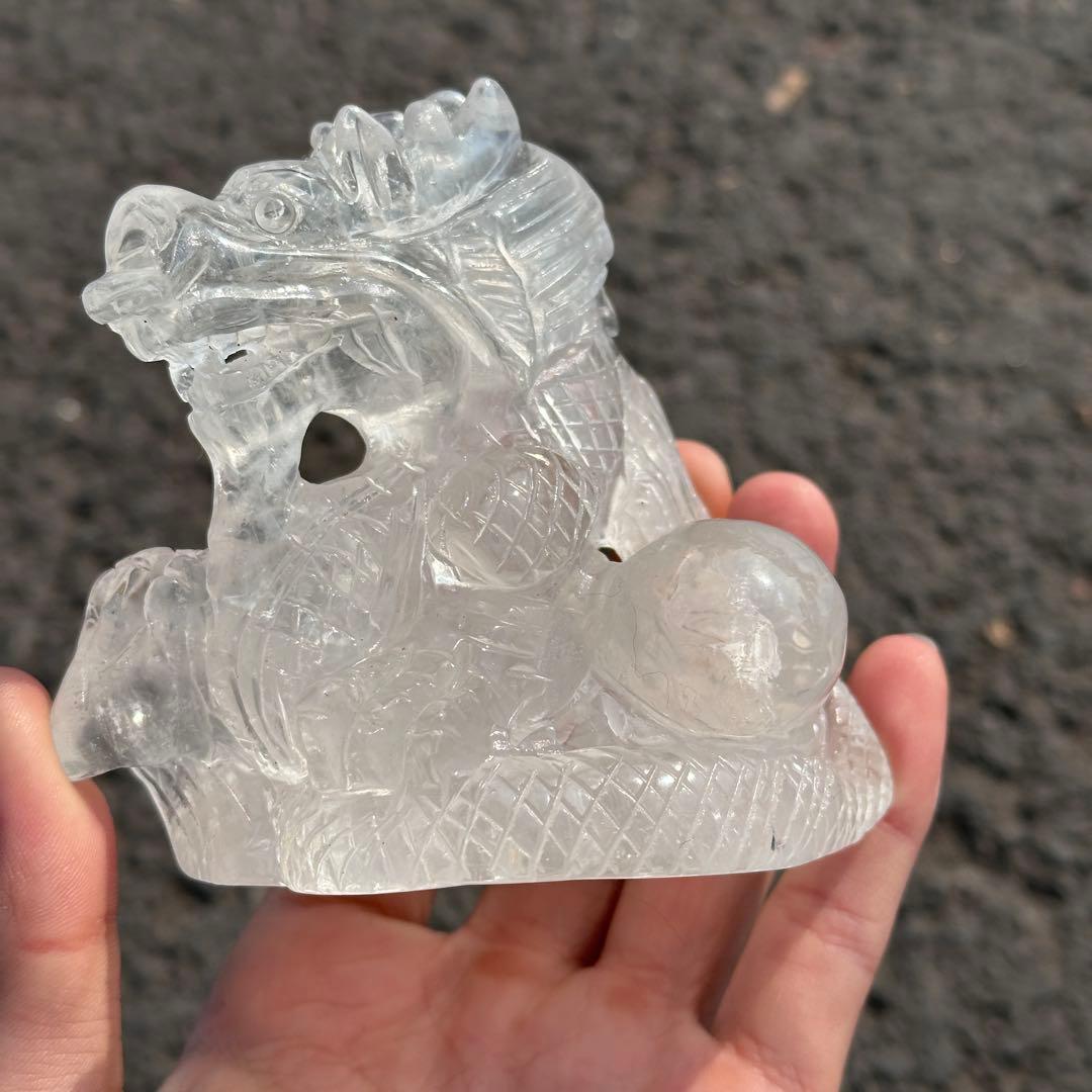 天然石水晶の龍　置物　ご購入前に在庫確認必要　G.219