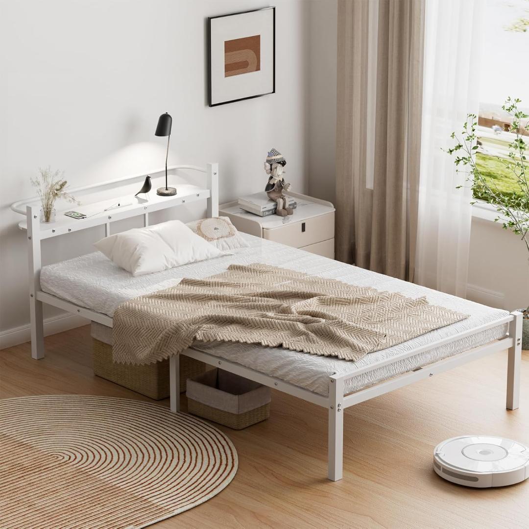 [ベッドフレーム シングル ベッド 宮棚 2口コンセント