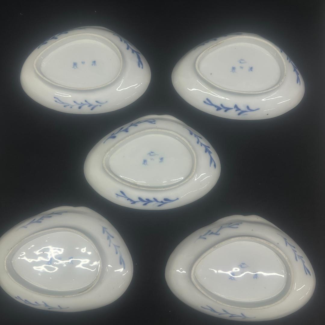 深川製磁　陶器　当時物　貝殻型　小皿　小鉢　　上品な絵柄