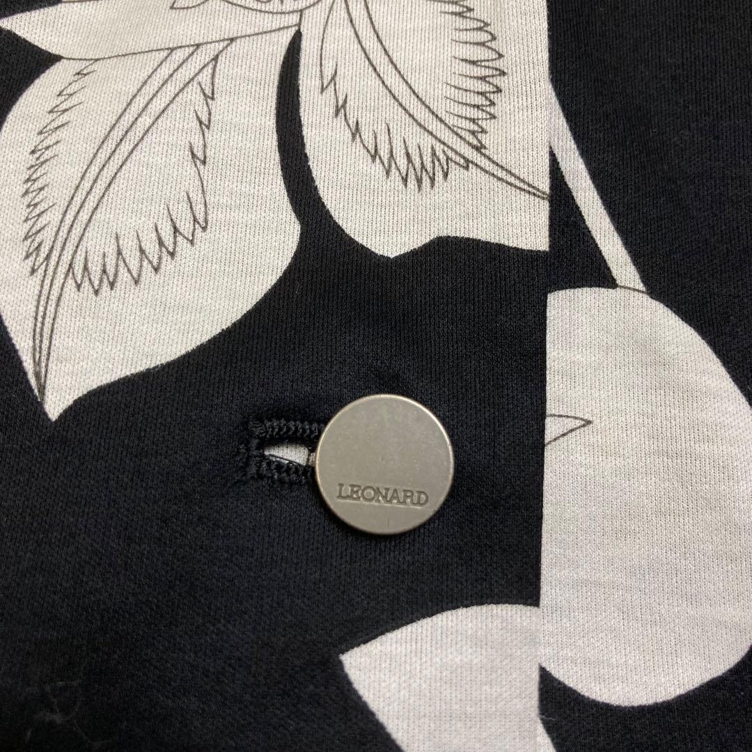 新品訳あり　レオナール　花柄テーラードジャケット　大きいサイズ　モノトーンLL