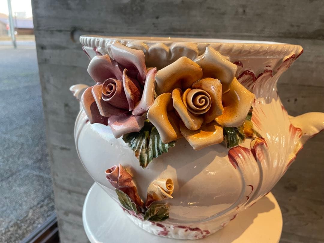 大人気　CAPODIMONTE イタリア製 陶器 花瓶➕フラワースタンド