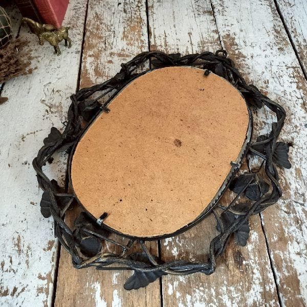 70-80sヴィンテージ アイアン アイビー フレーム ウォールミラー 壁掛け鏡