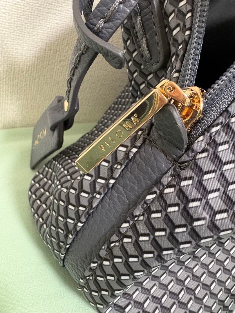 新品 VISONA 2way ショルダーバッグ ハンドバッグ くすみブルー系