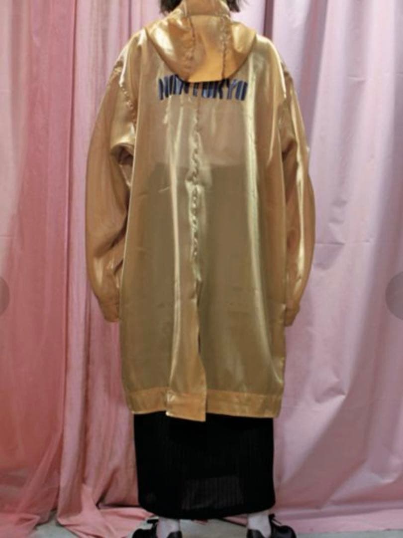 NONTOKYOオレンジ フード付きオーガンジーコート