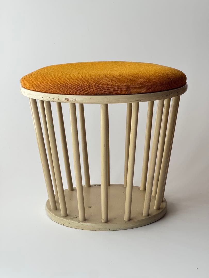 オールドカリモク 円形スツール 椅子 当時物 昭和レトロ ミッドセンチュリー