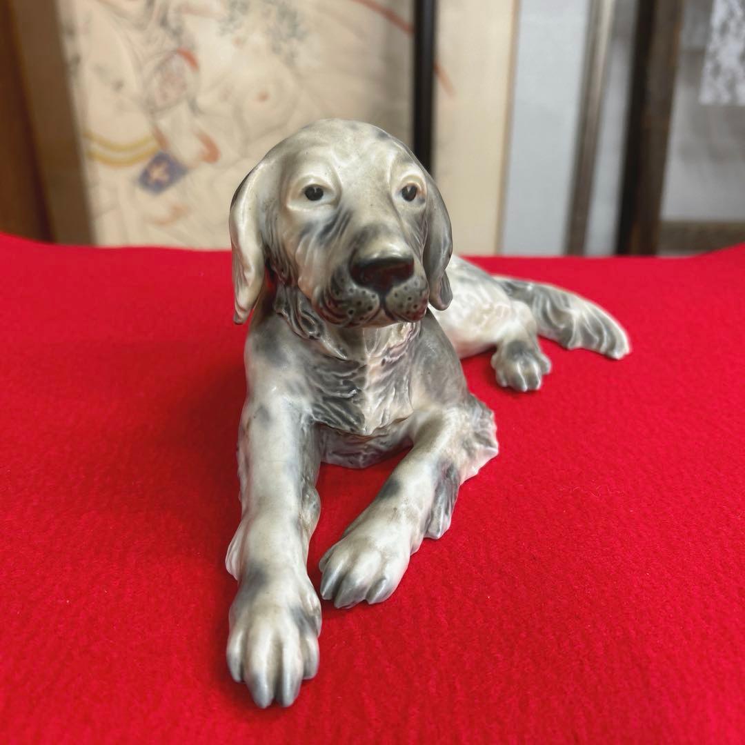 一枝庵　林沐雨　沐雨作　陶器　置物　犬　イングリッシュセッター　インテリア