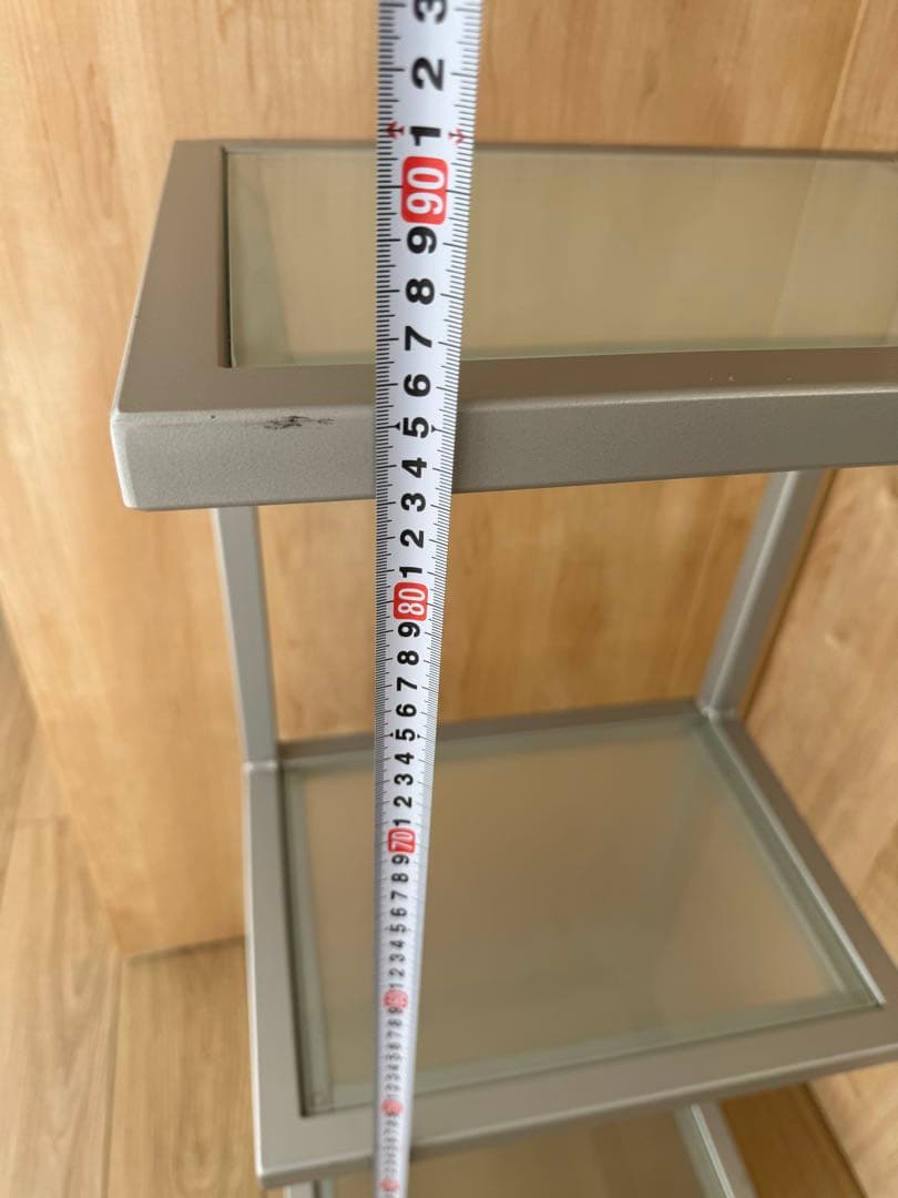 3段ガラススチールラック キャスター付き