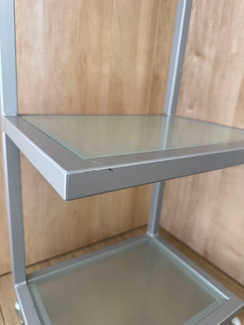 3段ガラススチールラック キャスター付き