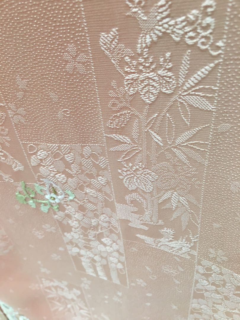 SALE‼️高級感溢れる【訪問着】手刺繍　地紋　正絹　逸品　　裄長め