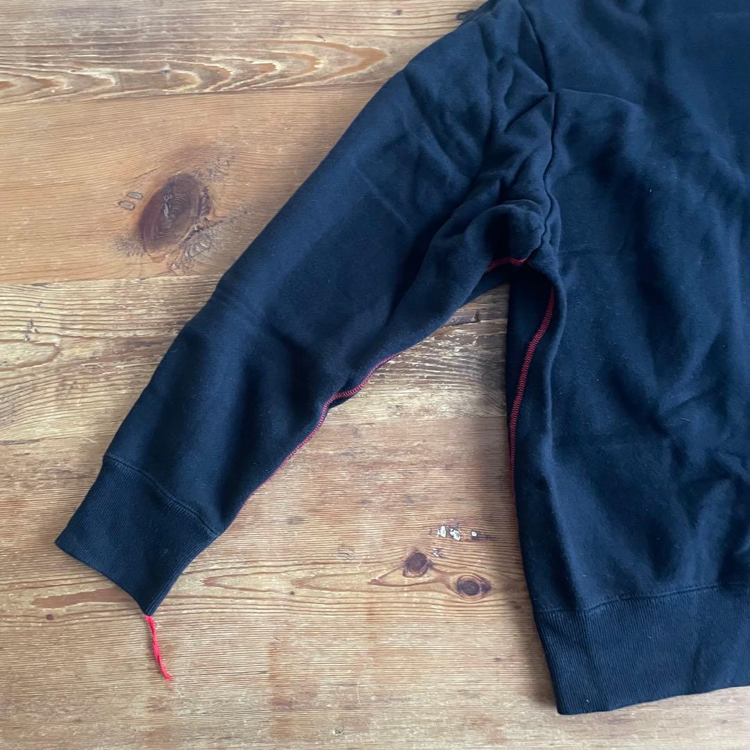 【6 ROKU】コットンウラケカラーステッチ クルーネックプルオーバー ブラック