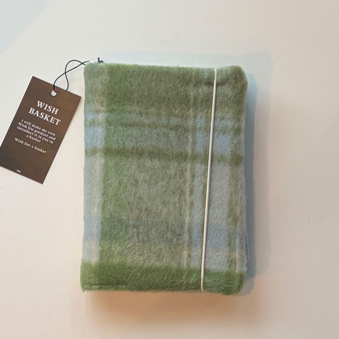 【1点のみ】バインダーカバー　グリーンチェック　A6 韓国　貯金