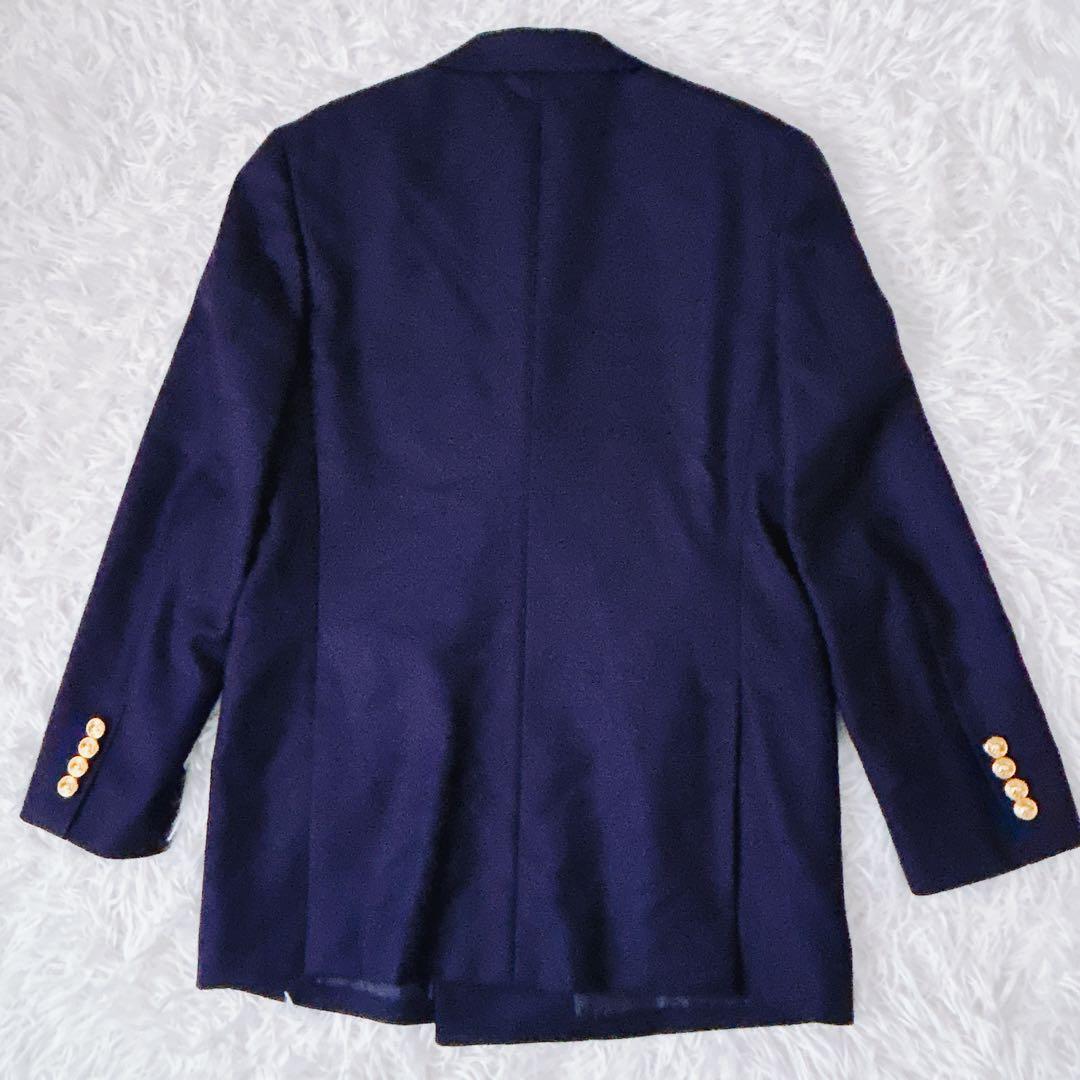 美品　ラルフローレン　紺ブレ　ダブル　プレスト　金ボタン　着丈長め　160 M