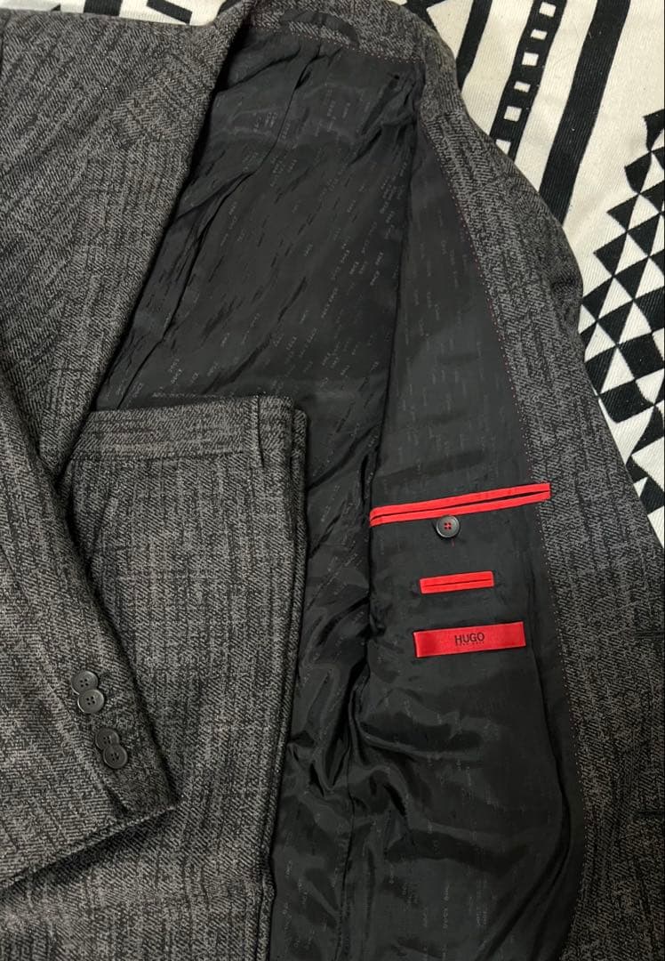 高級 HUGO BOSS ヒューゴボス セットアップ スーツ 48 M〜Lグレー