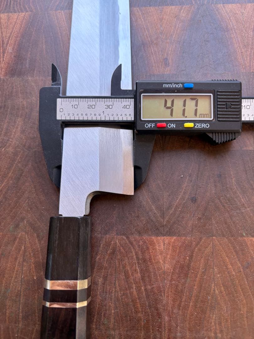 堺打刃物　切付　片刃　240mm 包丁　白鋼　和包丁　黒檀　八角朴　牛刀