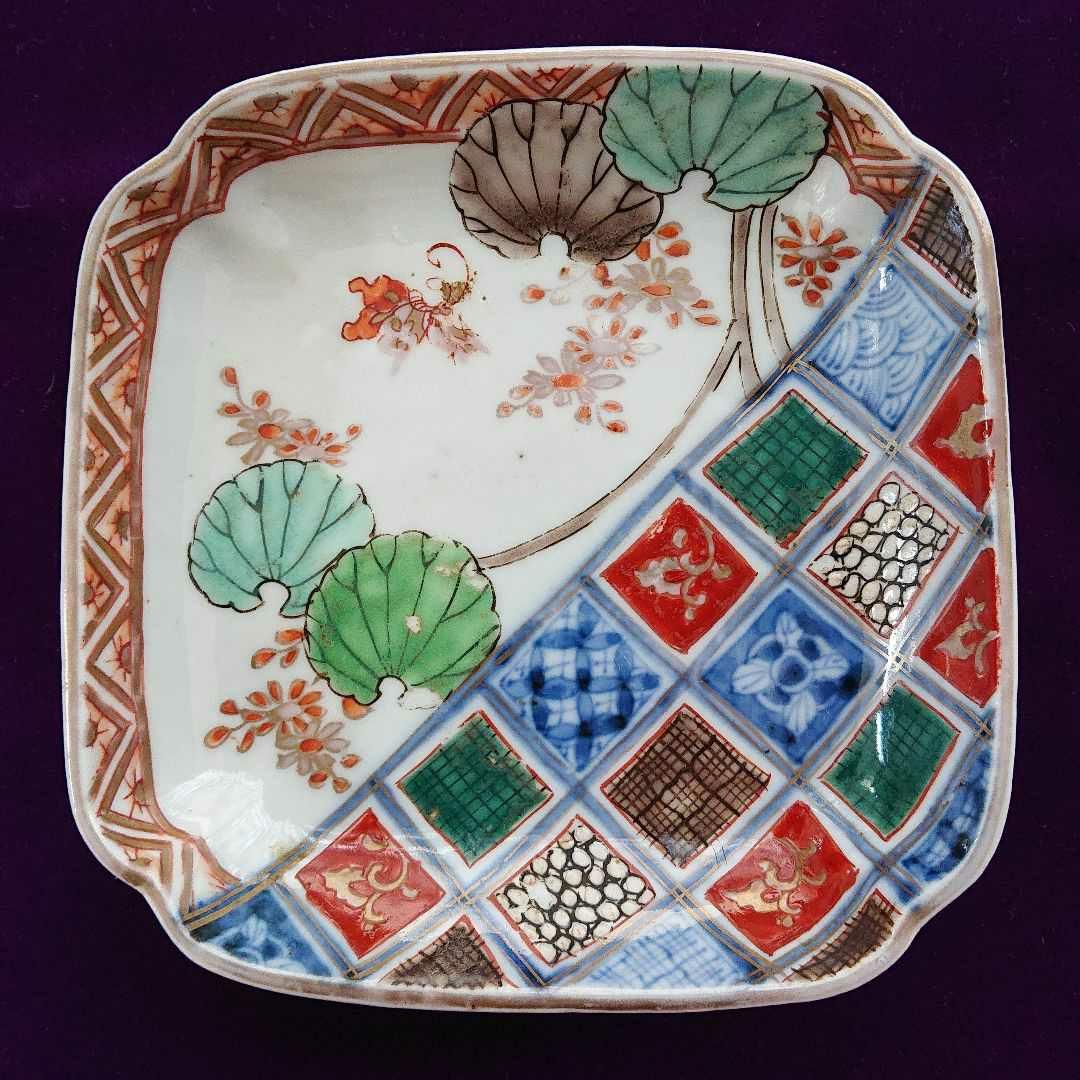 古伊万里 色絵 赤絵 角皿5枚