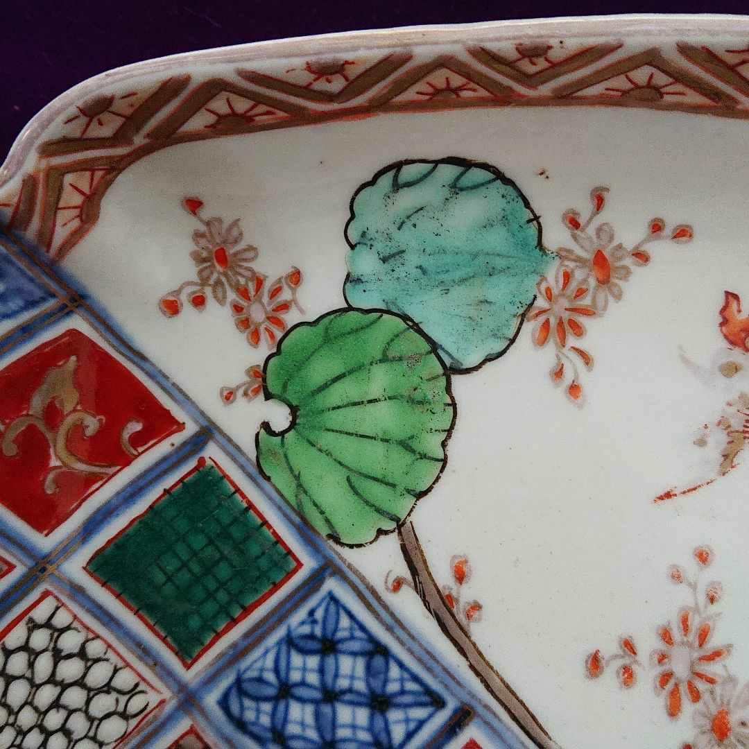 古伊万里 色絵 赤絵 角皿5枚