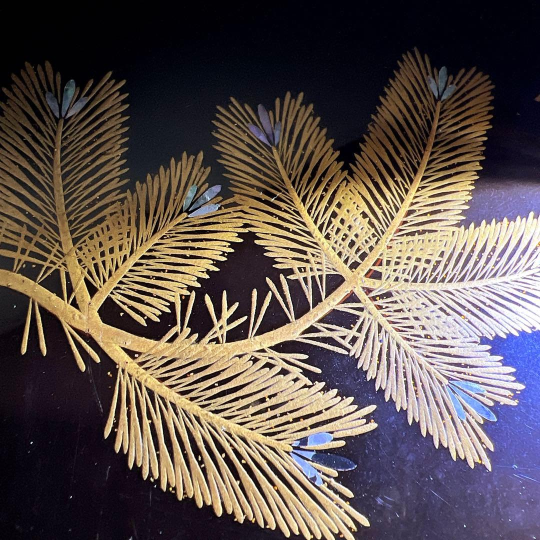 時代　木製　上手蒔絵内梨地硯箱　木箱付　東Y7-1126☆2Fトコヒカ