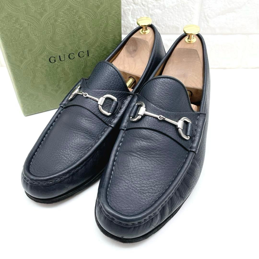 GUCCI グッチ ホースビット ローファー ネイビー レザー 28.5cm
