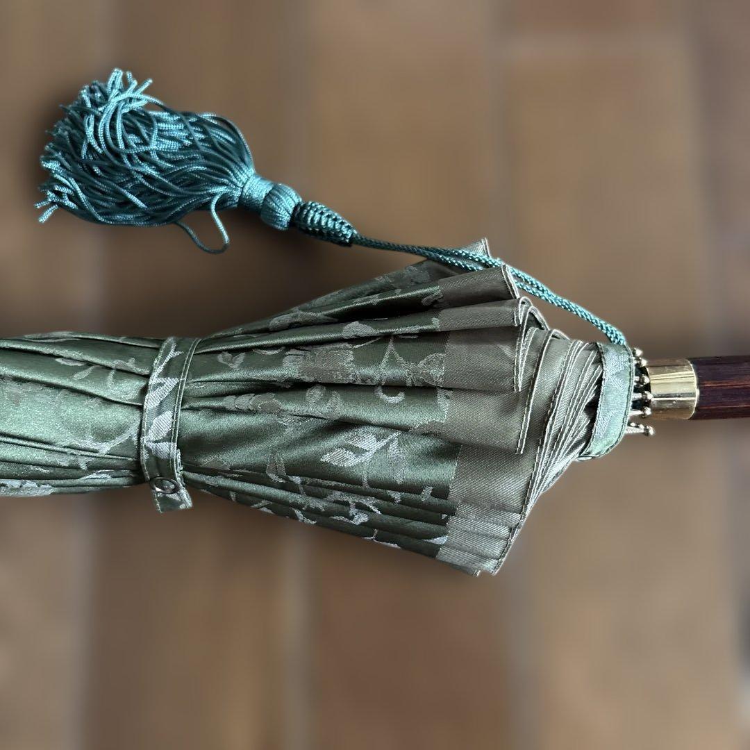 お値下げ　前原光榮商店オリーブグリーン 花柄 長傘