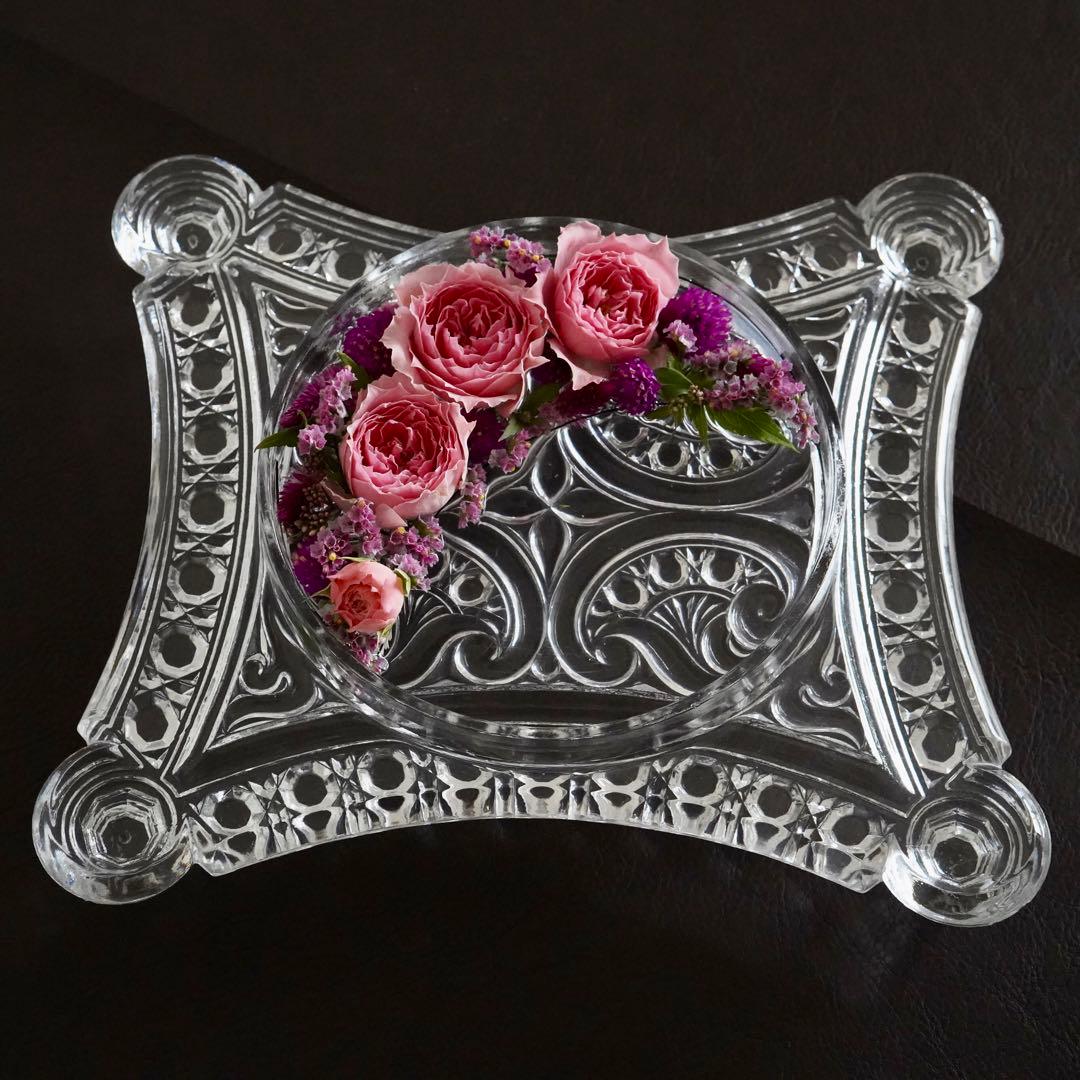 オールドバカラ ディアマン・ピエーリー プレート/トレイ/花器/花瓶★レア★高級