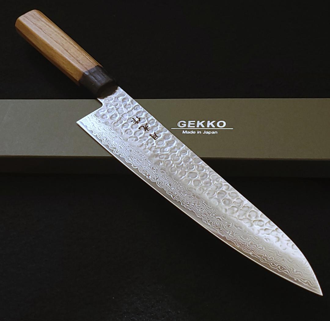 AUS10 ダマスカス 牛刀包丁 240㎜ G8150 焼栗柄 月光作