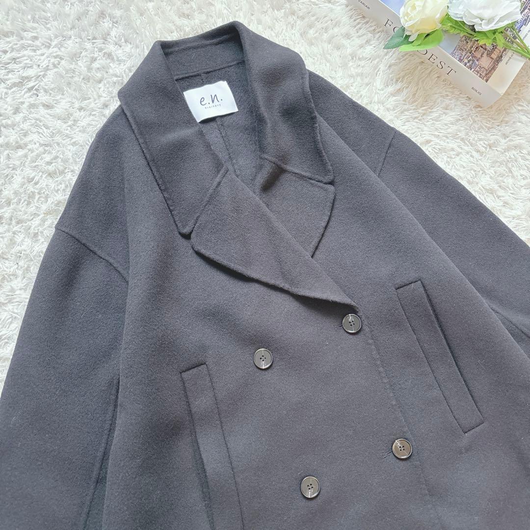 10%off中♡evernavy リバーPコート ダブルブレスト M 黒　極美品