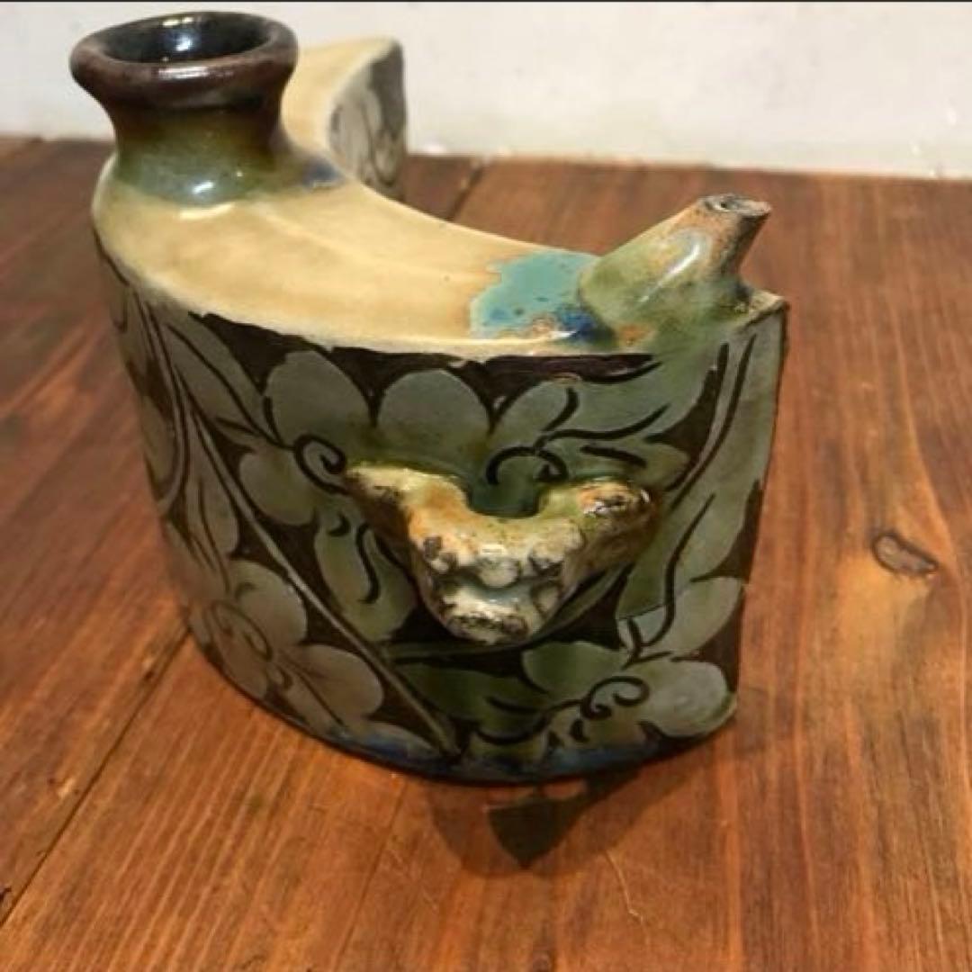 美品　抱瓶　焼物　沖縄　酒器　陶芸　飾りの持ち手が素敵な　丁寧なつくり