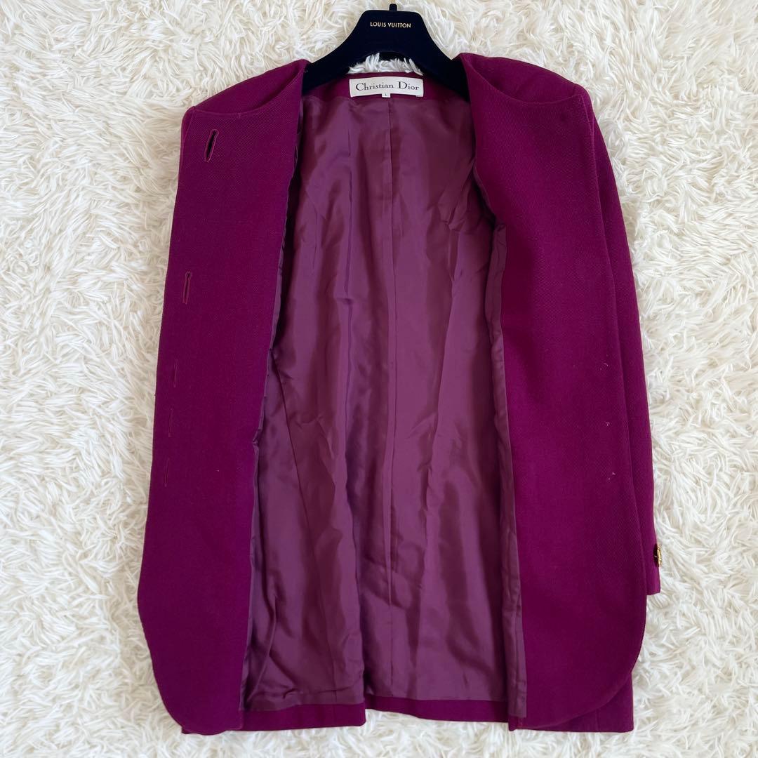 未使用級　クリスチャンディオール　テーラードジャケット　金ボタン　紫　Lサイズ