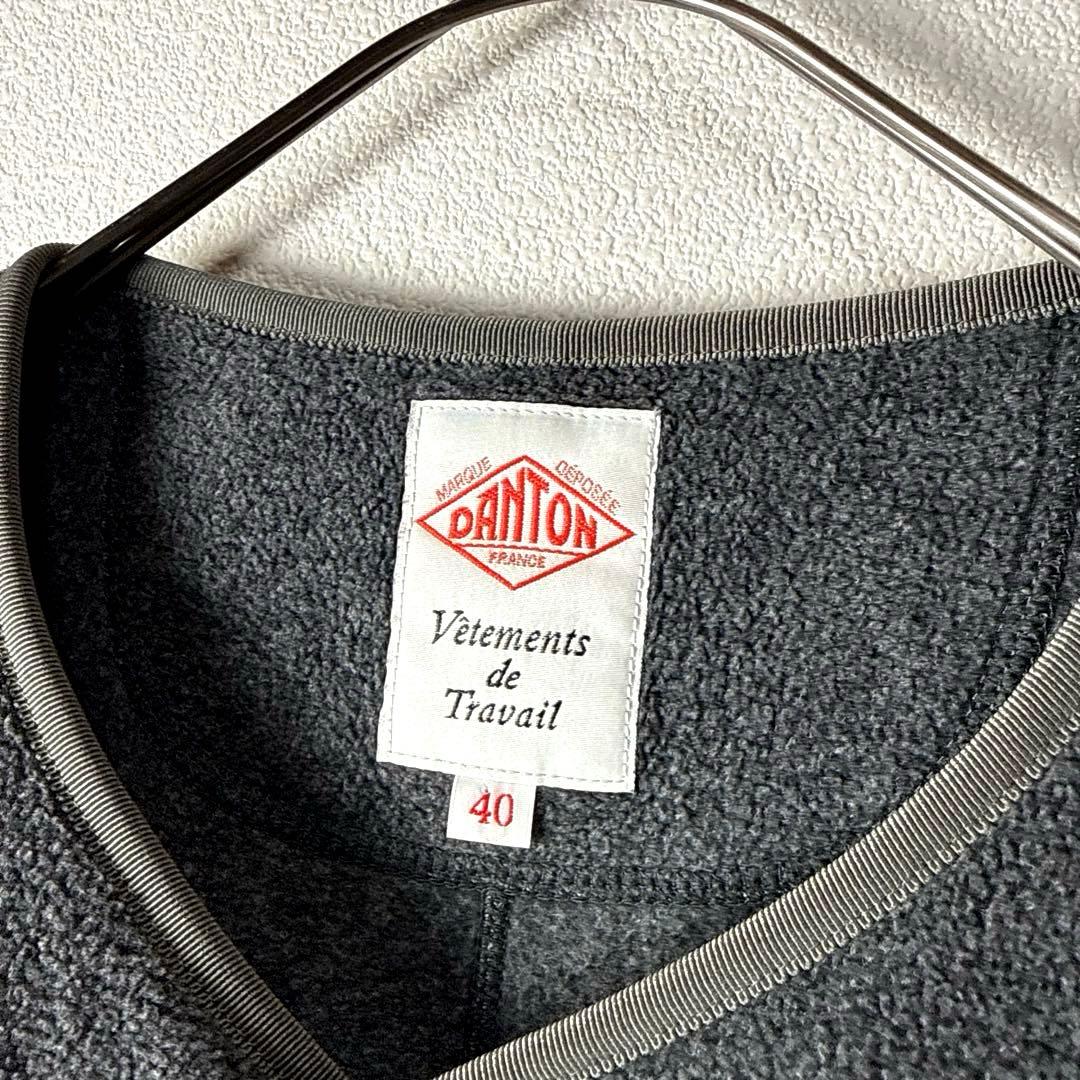 DANTON ダントン 定番 ノーカラーフリースジャケット グレー　FREE