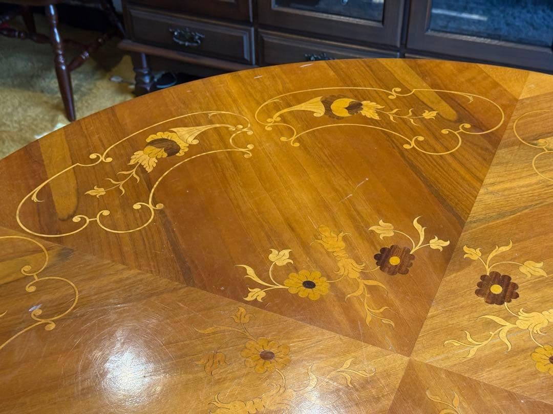 希少　象嵌　丸テーブル　センターテーブル　ラウンドテーブル　クラシック　RZ