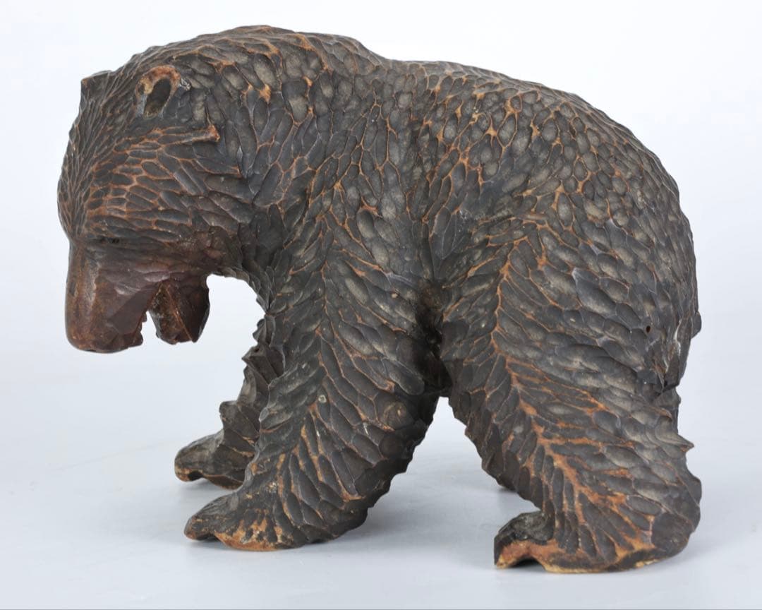 時代 木彫熊 八雲 ガラス目 無銘 北海道 熊 クマ 置物 彫刻 民芸品 古美術