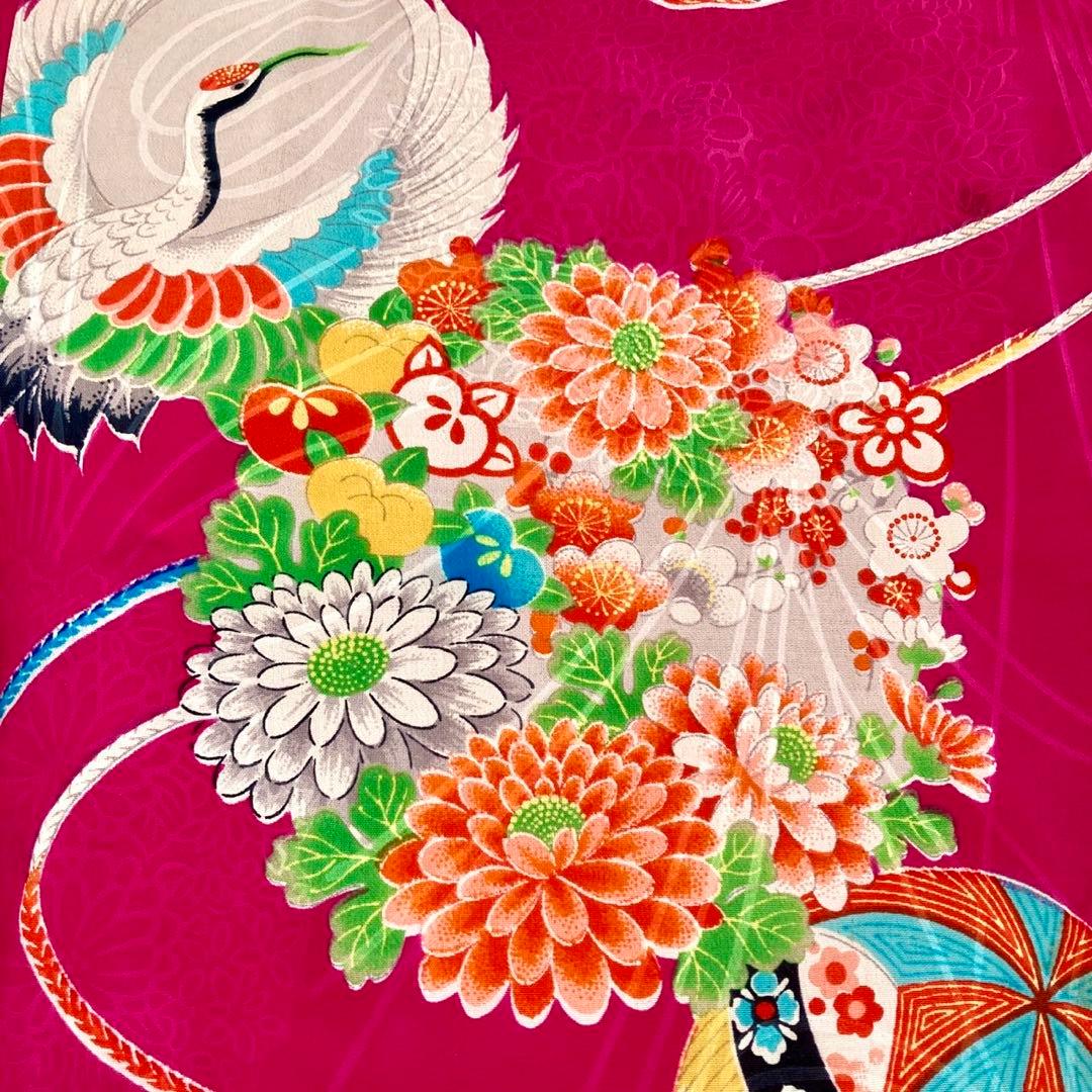 アンティーク女の子 鶴 子供着物 七五三 アンティーク着物 NO40