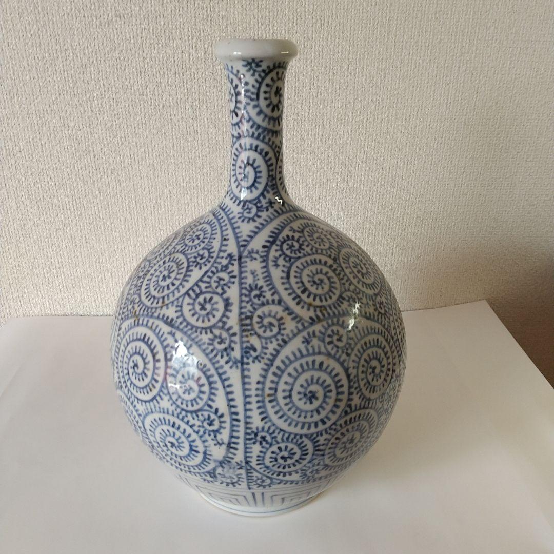 古伊万里染付　蛸唐草大徳利　骨董品