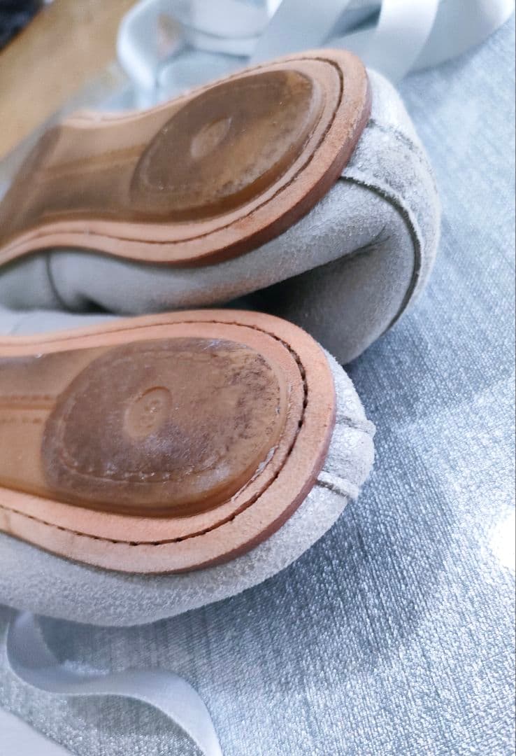 1回使用.Repetto（レペット) グリッター バレエシューズ、シルバー 35