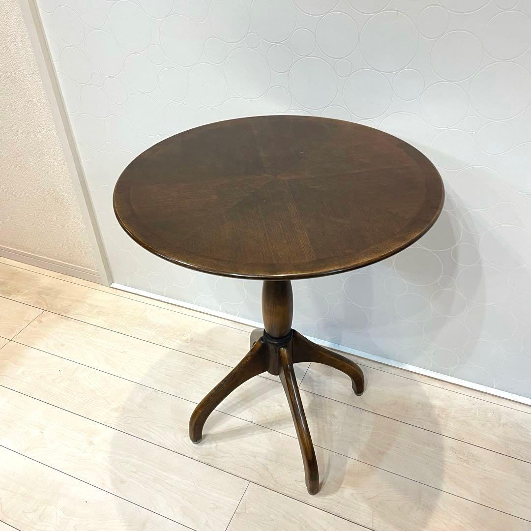 【アンティーク】丸型ハイテーブル ペデスタル脚 北欧風 円形カウンター ②