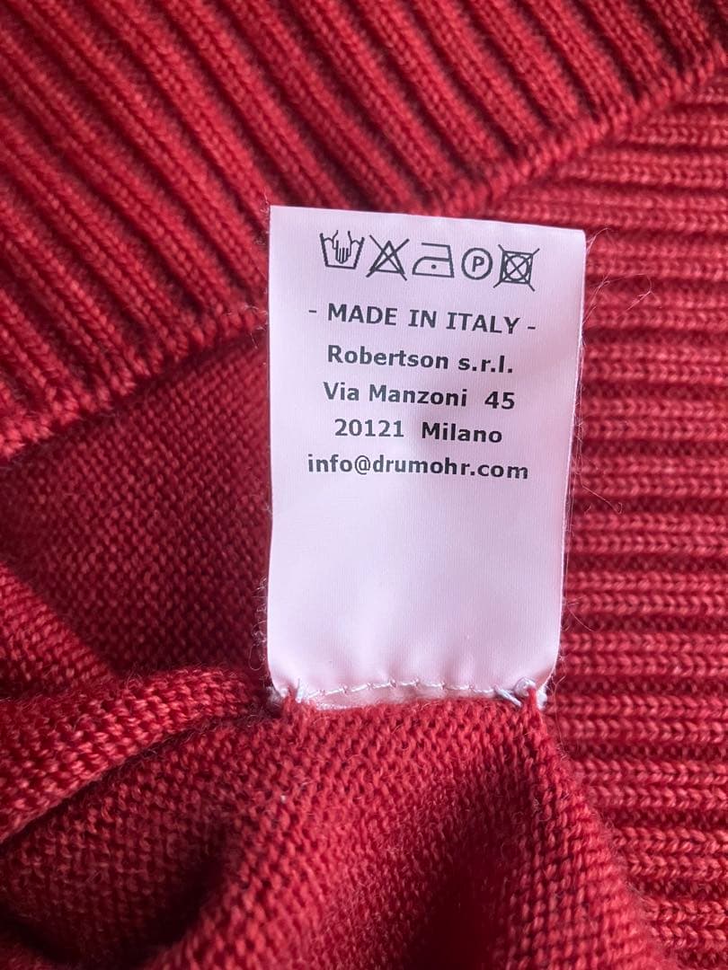 Drumohr ウール 8G タートルネックニット 後染め レッドブラウン 46
