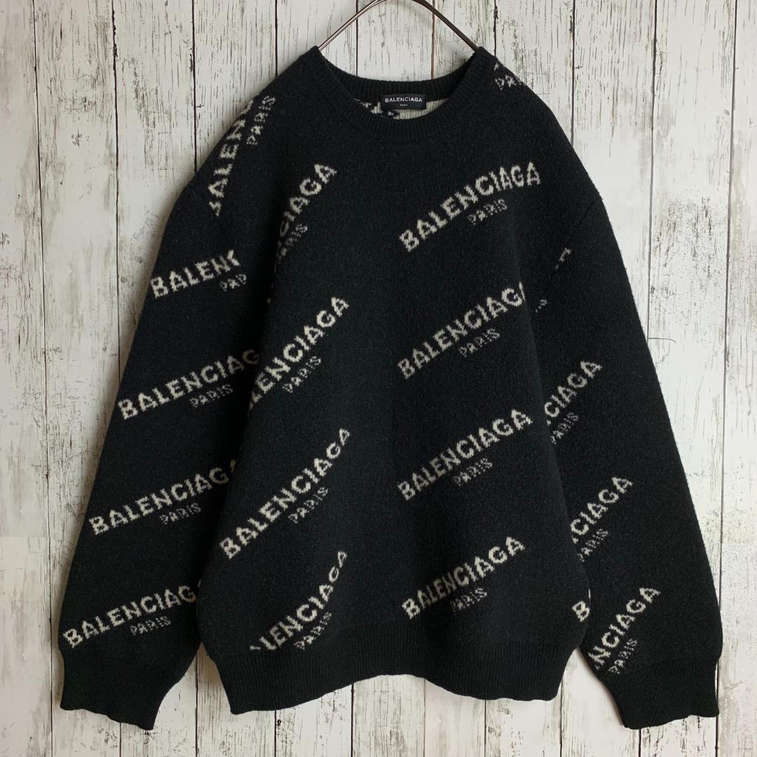 【即完売・超絶人気モデル】バレンシアガ☆総柄ロゴ入りニット セーター/2947.