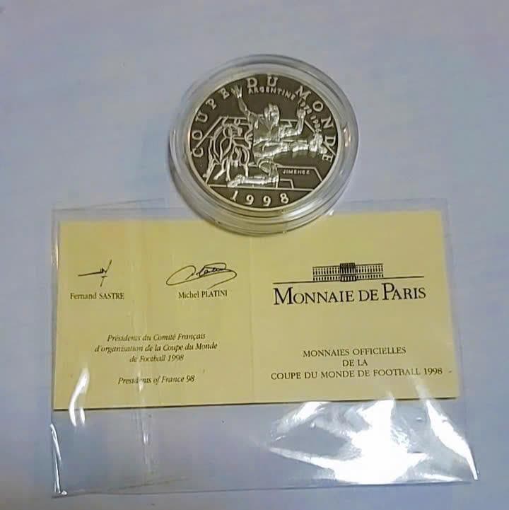 フランス　10FR　シルバー　世界サッカー　記念　フルーフ　完璧　証明書付