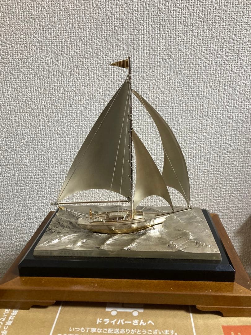 現状品　銀製　船置物